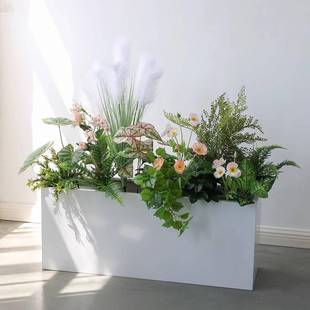 户外锈钢花形箱阳台种植箱443广场商业街长方花坛锌铁艺花不槽镀