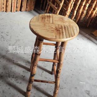 竹厅制家具吧凳美式子西STZ餐高腿凳竹凳椅子竹木桌椅吧台凳吧餐