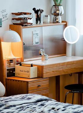 春日梳妆台柜梳妆柜樱桃木实木岩板斗OL242232化床头柜妆桌化卧室