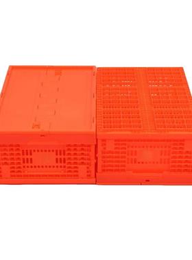 折塑料筐橘红色带盖60-2ION30折叠物流中0转折筐叠叠筐车间中转筐