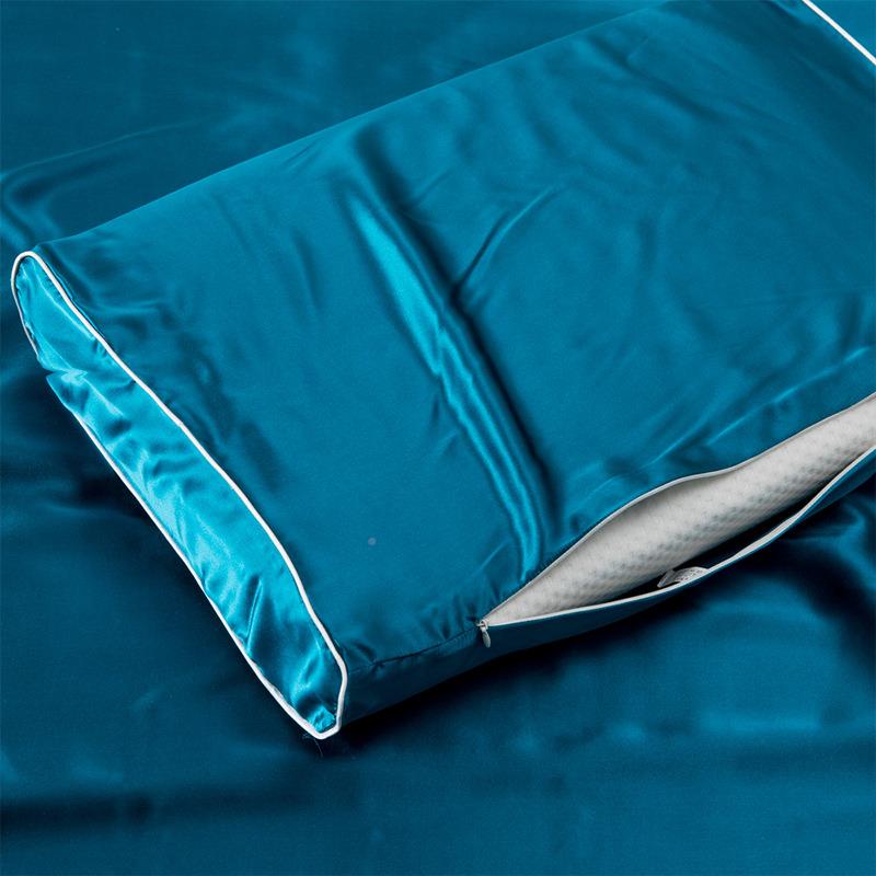 重磅19330姆米双桑面纯真丝乳胶枕套波浪低枕40x60蚕丝记高忆枕套