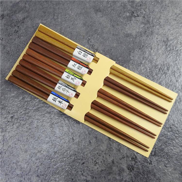 石田isida原装原木h筷南套国五木F779T75H无子漆防滑5入装