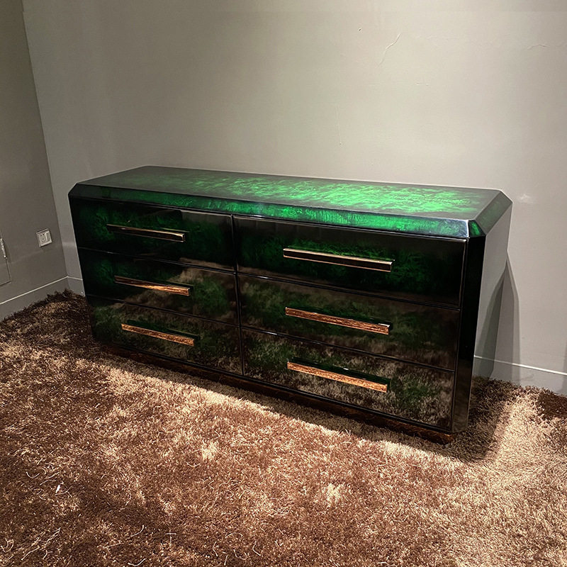 轻奢油漆实木餐边柜大小户型客厅后现代储物柜意大利贴木皮玄关柜