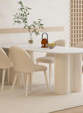 法板式轻奢台岩餐桌现代简约岛奶ZHX油风户型餐小桌椅子组合餐厅