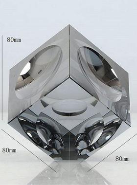 现代极简轻奢高透正明烟灰色凹圆方体K水9SY007魔方形几何装饰品