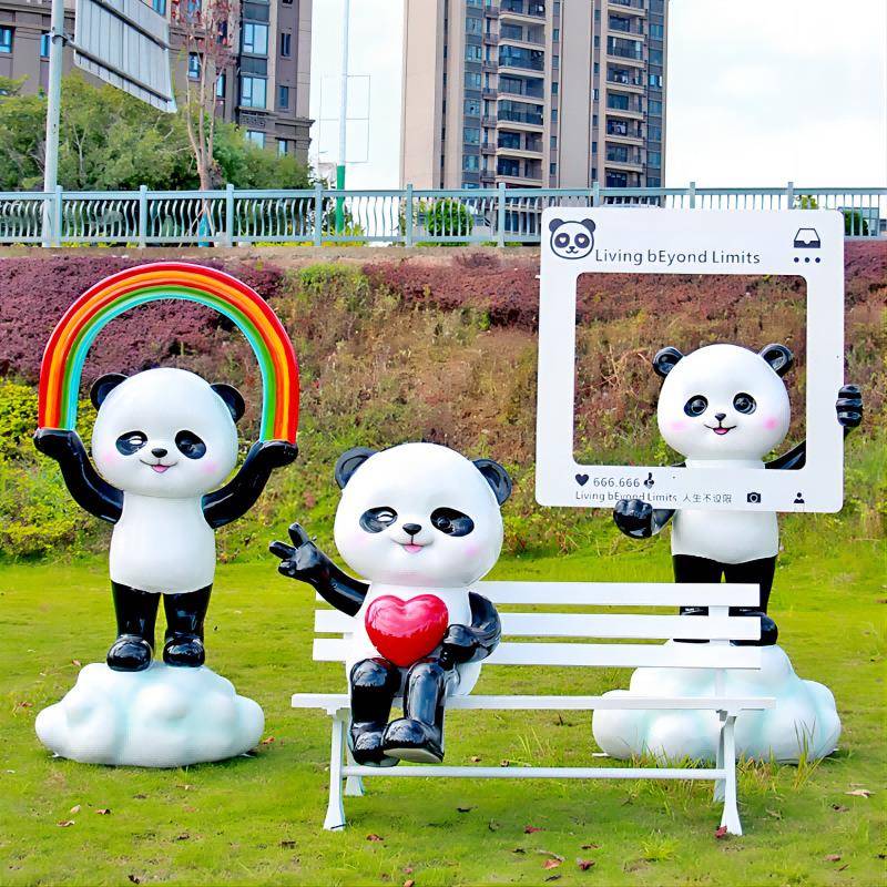 幼儿园景区卡通熊陈猫摆雕塑红打卡商场美CF-2024.园林景观售楼网