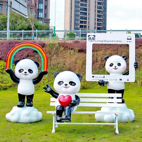 幼儿园景区卡通熊陈猫摆雕塑红打卡商场美CF-2024.园林景观售楼网