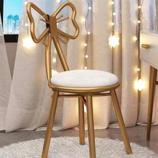 网轻奢化梳妆AIK椅女生蝴蝶靠背网红椅子红室妆台凳子美甲卧凳蝴