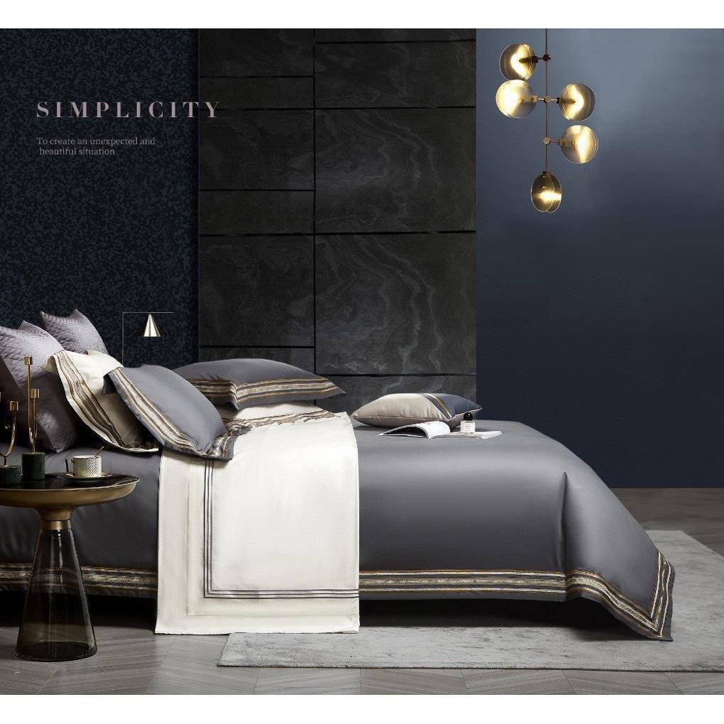 100支双股匹棉工重刺绣高档纯棉四套件马全棉酒店别墅样PHB板房床