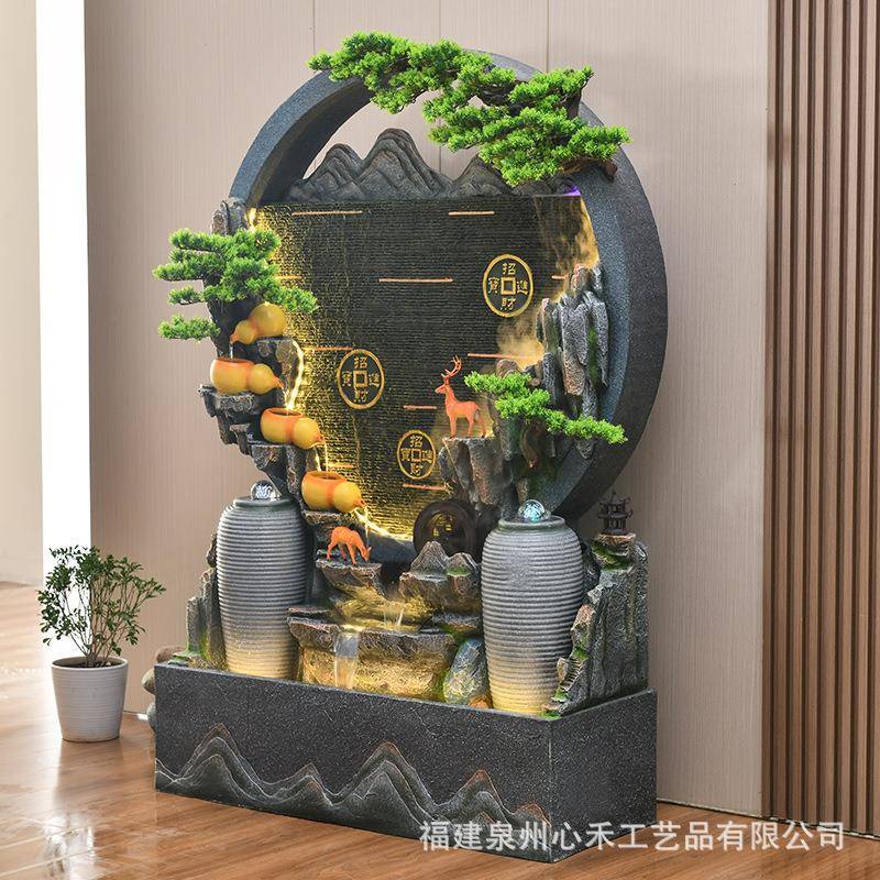 假山喷泉池水幕墙招财屏风流水台摆件落地庭院鱼阳别墅吧2277-227