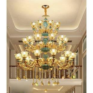 复式 楼中梯楼大厅楼间长258 大楼吊灯别墅客厅三欧层陶瓷水晶灯式