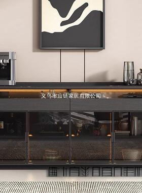 黑色岩板餐代边柜客厅家简用轻奢2约现厨房边柜茶水柜025GXF新款