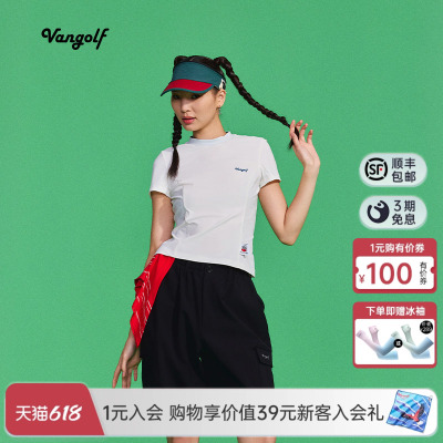 VANGOLF轻量凉感弹力女立领短袖