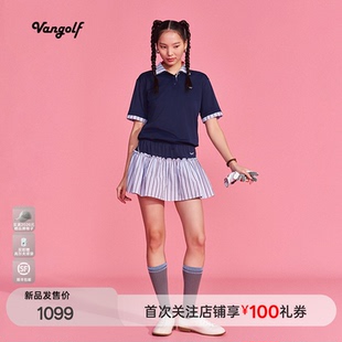 VANGOLF 上新 Casual Basic撞色条纹领可调节修身 POLO 短袖 新品