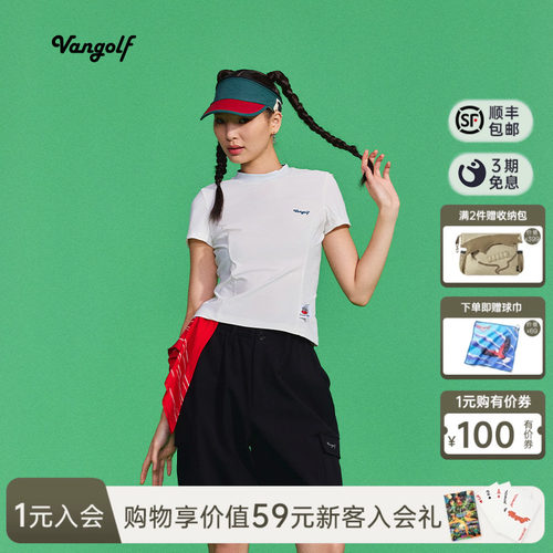 VANGOLF轻量凉感弹力女立领短袖