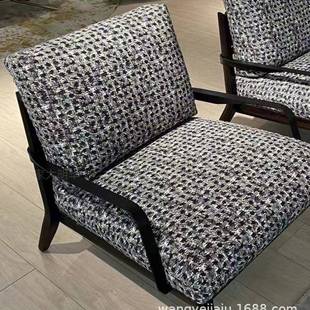 网红台意式 极简单人沙发椅客厅阳户高端白蜡427木休闲外沙发椅