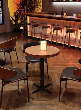 美式复古小酒馆桌椅组清威士忌吧实木zou14725西方桌酒吧餐厅椅子