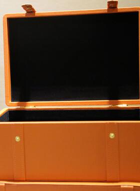 样板房橙色皮YD011质家居装纳饰收盒摆饰衣柜新中装式收纳装饰软