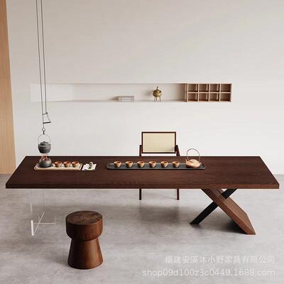 实办木茶几餐茶两用老板公桌桌一桌体设计师款茶桌原FRU木大板泡