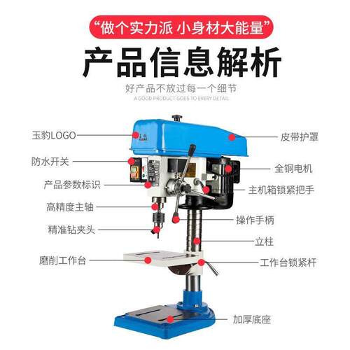 台钻台工业级台式钻床小型家DGL220V能钻多功电钻攻铣一用体机大