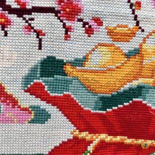 纯手绣好的十字绣工成品新款福袋?F$px}$%p代代福福小幅字客厅装