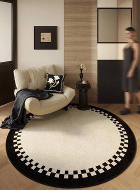 圆形古地毯客厅中法梳式防水Fh(x}d$p电脑椅?复古卧室妆台茶几沙