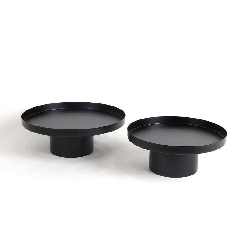 简约现代黑JOQ色金高属件脚果盘摆售处样板间家居桌面收纳楼果盆