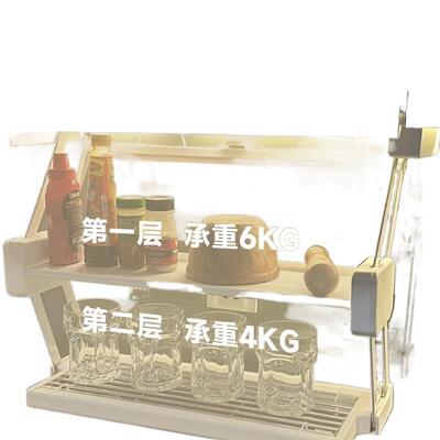 折叠吊柜伸式缩厨房墙上收纳储物架菜置备h5sTHXUL架可折叠下拉式