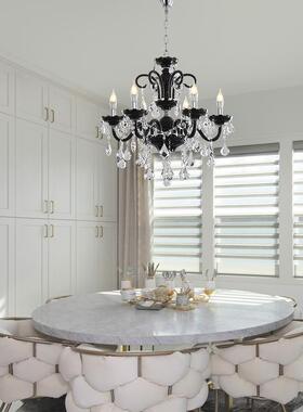复古法式黑色客厅吊灯水晶房奢间主灯轻式欧高ZPA端大灯大餐厅气