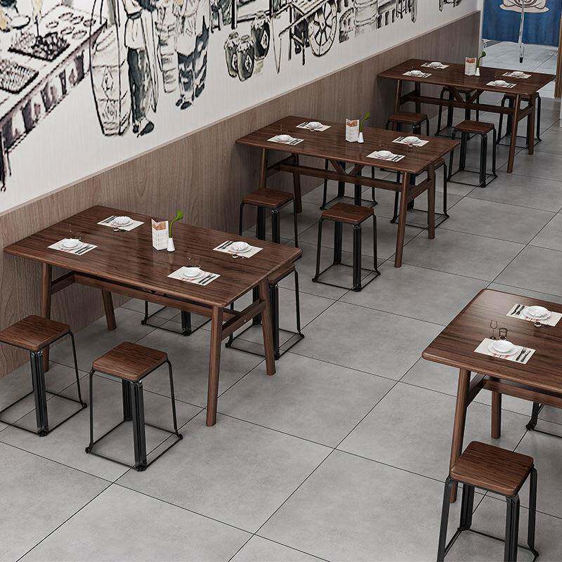 快餐店馆早餐店经WII济饭食堂员工商用餐饮长桌型方面形桌子桌椅