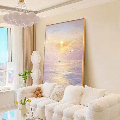 粉色现法代约UQB客女厅装饰简画式奶油风玄关挂画孩房间画轻奢落