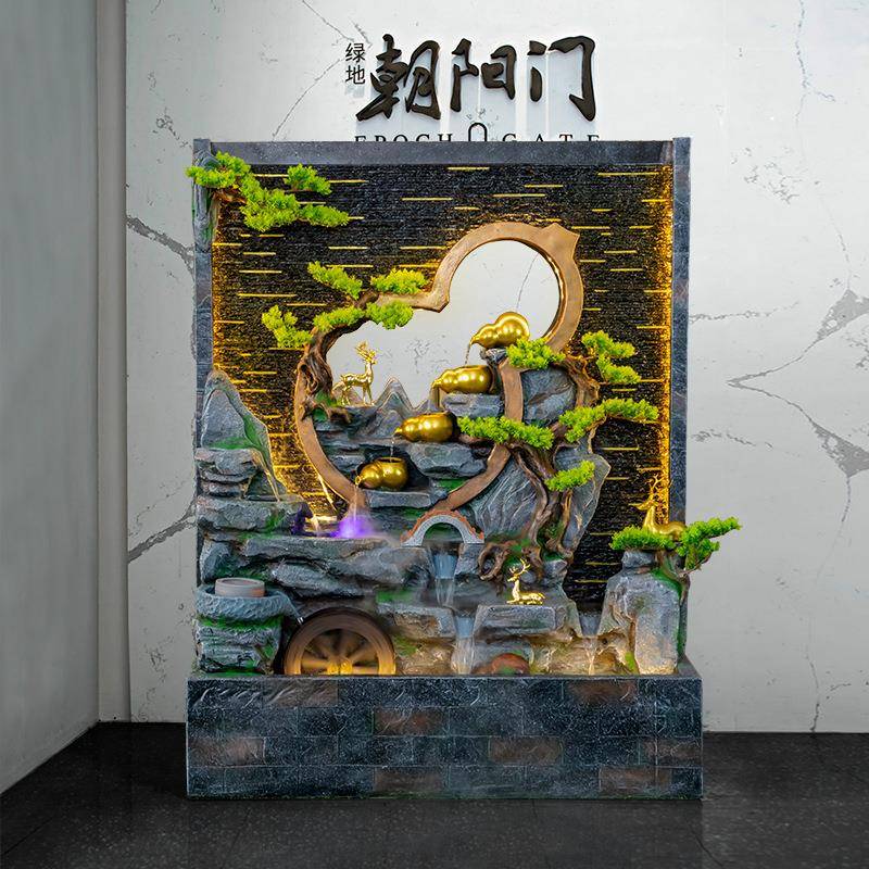 水景幕墙招流水屏风假山喷泉循环水葫DHQ装饰财芦风水轮客厅落地