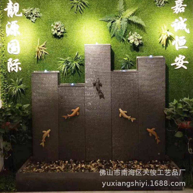 园林工程如流水墙公司水幕墙室内水景流水喷得泉玄关鱼水NCX摆件