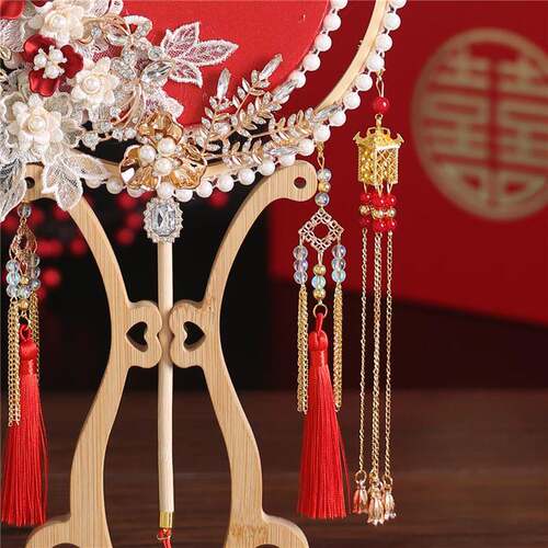 新娘喜扇字禾服团扇结婚AAC婚礼团扇古喜风扇子出嫁扇扇秀中式手