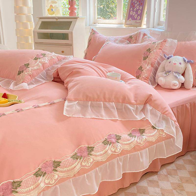 件热销新款丝毛韩版雪纺磨刺绣纯色蕾床裙四套-遇QRY见公主-