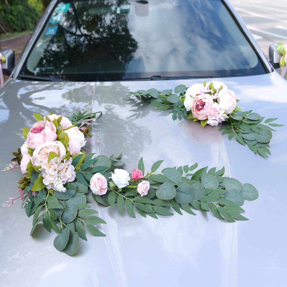 93ISK8仿真牡丹婚婚车饰仿真花婚车套大装中式婚结车主婚车装实价