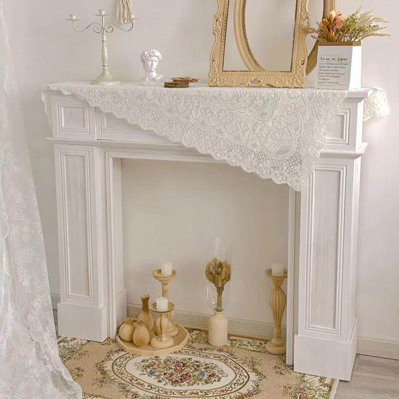 美式复古壁炉架简约做旧原客木色饰柜玄关法式白色柜厅欧GOW装式