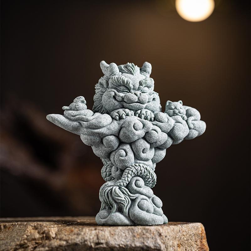 砂石中式瑞兽生缸肖龙吉祥物茶宠摆件神龙鱼青PSS园艺景观新造景