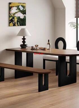 法式中古风岛餐桌椅家用小BUB型靠轻奢台半圆户形饭桌洽谈墙接待