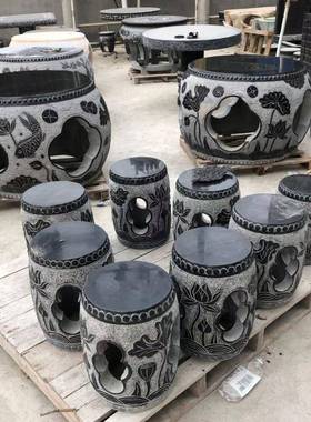 石桌石凳石圆桌茶子家用雕青237100石石庭头院桌子花园中式几户外