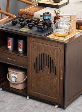 茶吧茶机一柜移体茶动水柜茶台桌边实SQJ木办公室下置水桶烧水柜