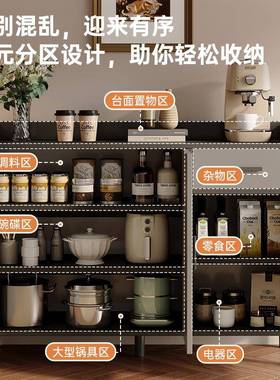 茶明水柜XIJ餐边柜子储柜客厅靠墙收纳柜包物备餐柜轻奢风透门矮