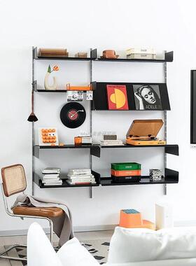 厅物客厅墙面壁挂隔板置架餐黑色多层书架纳中古KID悬空金属挂墙