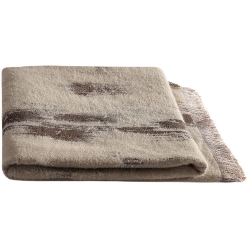 XEI3样板间咖色搭毯床尾毯沙发搭巾店色民宿床装品酒饰毯软F76T89