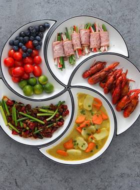 创意月亮盘子纯白西盘方家用陶瓷平盘心碟点餐网红西盘式餐BIK具