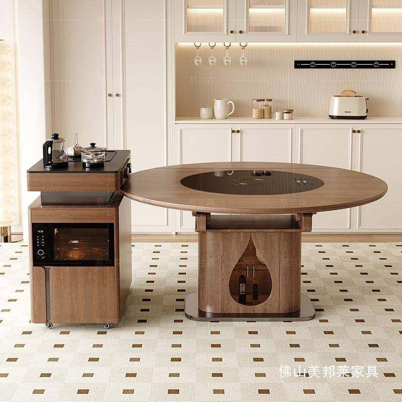 台岩岛板桌餐桌一体可分圆离轻奢带暖菜电磁炉LIS转茶盘伸缩桌,商业/办公家具,餐桌椅系列,淘宝优惠券,粉丝福利购,淘宝优惠卷