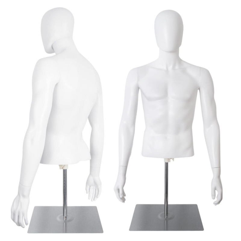 环保塑料半身男模特白色人台假人服装店橱窗道具展示架模型