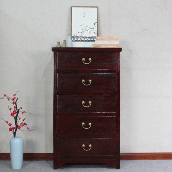 新中式香樟木五斗柜客厅收纳储物柜实木橱柜卧室抽屉柜子古典家具
