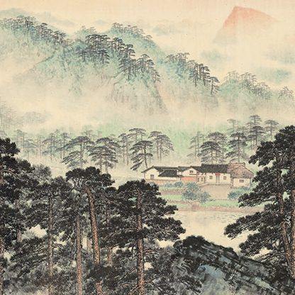 宋文治韶山朝晖图国画横幅山水真迹版画微喷复制画客厅办公室挂画