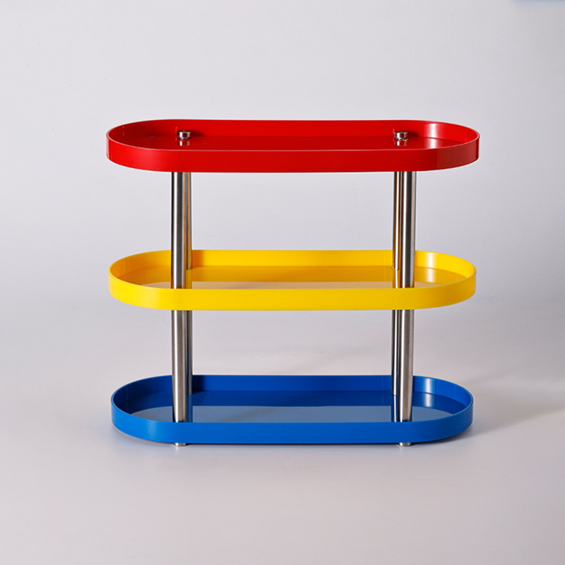 北欧风椭圆小物件置物架办公室桌面多层收纳架子三层杯子置物架